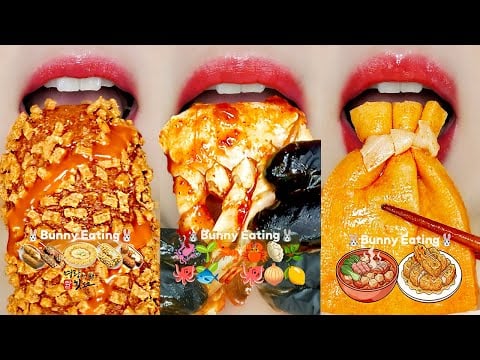 ASMR SPICY SEAFOOD & FRIED CHICKEN & TTEOKBOKKI & CORN DOG (KOREAN FOOD PARTY) MUKBANG eating sounds