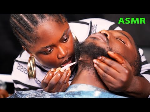 ASMR no gum beard scratching, ingrown hair pulling, Neck massage, Face nitpicking 