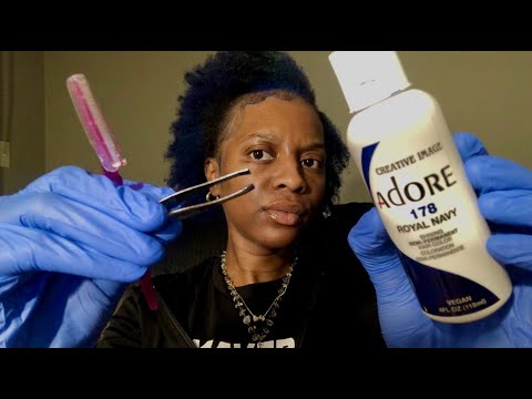 ASMR 💙 Giving You Blue Eyebrows Roleplay (shaping, plucking, & layered sounds)