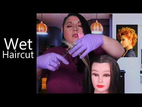 ASMR Real Haircut Roleplay (Wet Haircut, Hair Brushing, Spray, Gloves, Whisper)