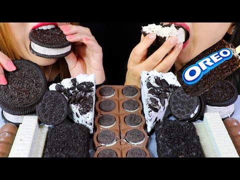 ASMR OREO ICE CREAM SANDWICH, OREO ICE CREAM BAR, PIE, CHOCOLATE, OREO WAFERS 오레오 먹방 | Kim&Liz ASMR