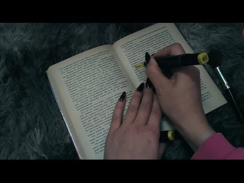 ASMR tapping, book scratching.