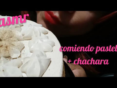 ASMR-COMIENDO PASTEL DE MI CUMPLE + ALGUNAS COSITAS SOBRE MI