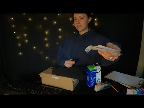 ASMR Store Return Counter Role Play (paper crinkles, typing, writing, fabric, and box sounds)