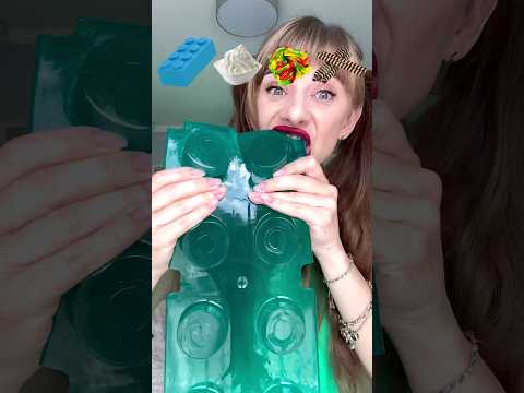 ASMR Emoji Giant Jelly Brick, Gummy Worms, Whipped Cream Mukbang #shorts