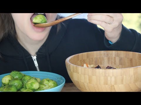 ASMR Whisper Eating Sounds | Crunchy Brussels Sprouts | Salad & Peanut Based Dressing | Mukbang