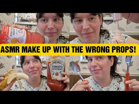 ASMR Doing your MAKE UP with the WRONG PROPS ! This video is WEIRD .. like REALLY weird !