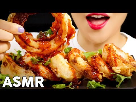 ASMR FIRE SAUCE Mozzarella ONION RINGS 불닭소스 모짜렐라 양파튀김 먹방 Eating Sounds Mukbang