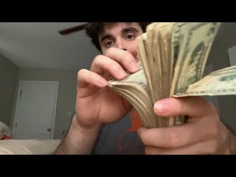 ASMR counting and crinkling money and talking finance as a broke boy