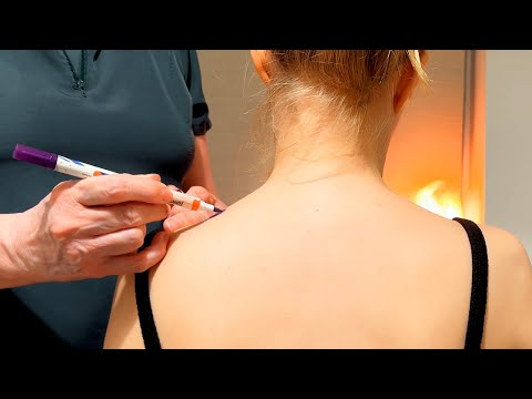 ASMR Drawing Acupressure points for shoulder and neck pain (Unintentional ASMR, Real person ASMR)