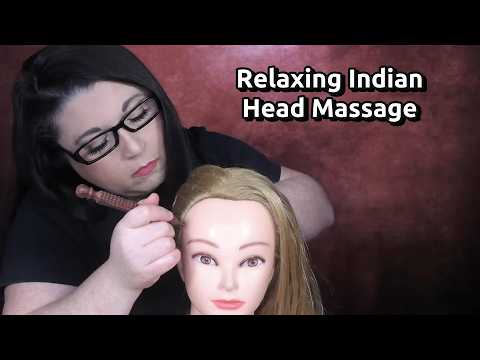 ASMR Relaxing Indian Head Massage (Wooden Tool, Scalp Massage, Hair Brushing, Whispering)