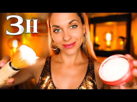 ASMR 3h Sleep Inducing Haircut With Cozy Fireplace 🔥 Massage, Brushing ...