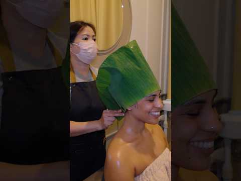 ASMR: Thai Banana Leaf Headspa - Scalp Massage and Check #shorts