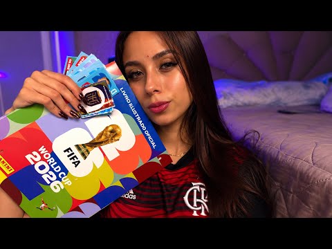 ASMR COLANDO ÁLBUM DA COPA - figurinhas, tapping e sons de boca 