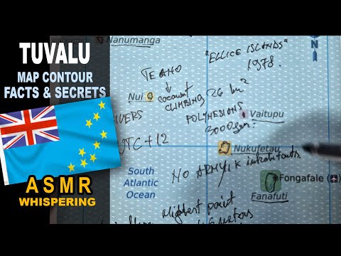 ASMR: Map of TUVALU Islands tracing | Main CITIES less known facts | ASMR maps and facts