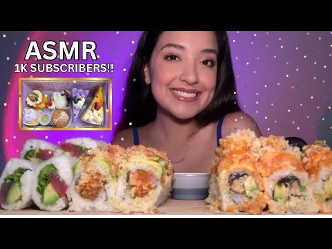 ASMR ✨ 1K SUBSCRIBERS MUKBANG/Q&A 🎉 Sushi and desserts 🍣🍰