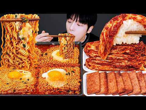 ASMR MUKBANG 직접 만든 매운 열라면 김치 스팸 먹방! Ramyeon & Kimchi MUKBANG EATING SOUND!