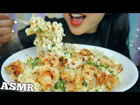 ASMR CREAMY CHEESY SHRIMP PASTA *COOKING (EATING SOUNDS) NO TALKING | SAS-ASMR