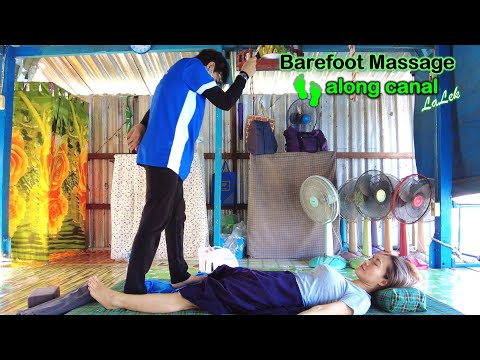 $4 Local Thai Massage along a canal in Bangkok | Outdoor Street style (Unintentional Real-life ASMR)