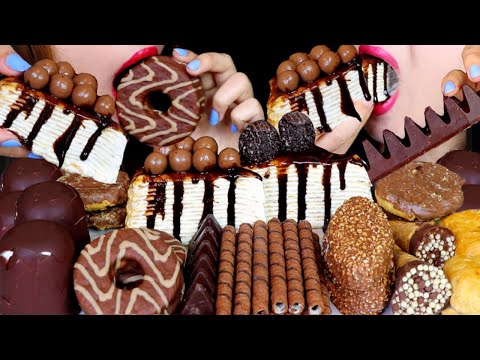 ASMR MALTESERS CHOCOLATE CREPE CAKE, MARSHMALLOW COOKIE, DARK CHOCOLATE TOBLERONE, KINDER CAKE 먹방