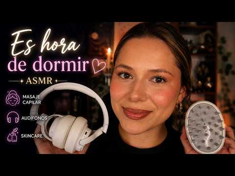 ASMR para dormir 😴 Masaje de Cuero Cabelludo, Audifonos y Skincare 💆🏻‍♀️