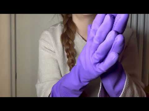 ASMR Crispy and Tight purple rubber gloves sounds (WIth a bit of mouth sounds as well)