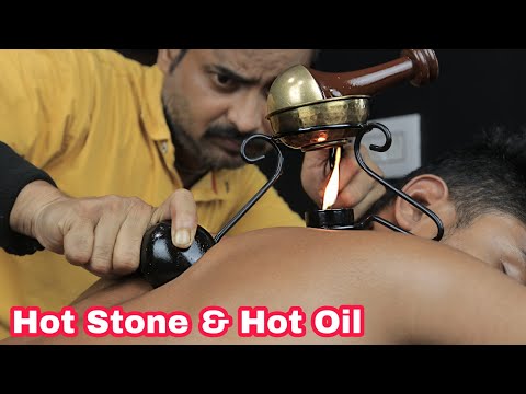 Indian Hot Oil Hot Stone Massage With 3d ASMR Sounds | Head Massage And Neck Crack | Indian Barber
