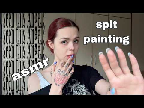 asmr spit painting (mouth sounds, visuals, teeth tapping)