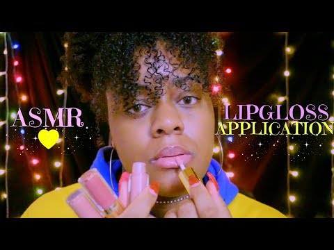 ASMR | Up Close Lipgloss Application | Mouth Sounds | Tapping ♡