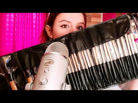 ASMR Makeup Brush Collection | Lens & Mic Brushing + Mouth Sounds 💤