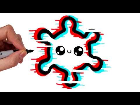 Comment Dessiner Un CORONAVIRUS En Effet GLITCH / FLOU Mignon Kawaii
