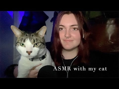 ASMR whispering, tapping, mic brushing and mouth sounds (slow and fast) ft. my cat