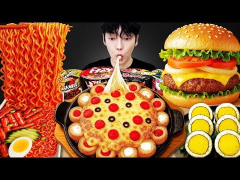 ASMR MUKBANG 편의점 핵불닭 !! 떡볶이 & 핫도그 & 김밥 FIRE Noodle & HOT DOG & GIMBAP EATING SOUND!