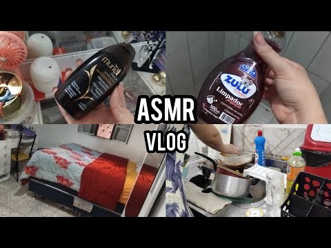 ASMR VLOG - organizando, lavando e limpando a casa, banheiro, fazendo comida pra dormir e relaxar🧼🫧🏡
