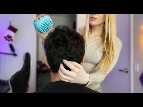 |ASMR| Men's Scalp Massage💆🏽w/ Hair Brushing & Hair Play *SOOO RELAXING*