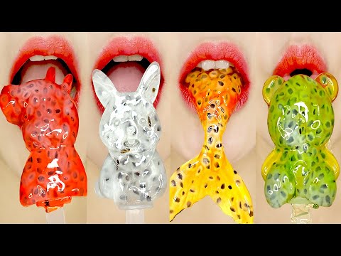 ASMR EMOJI FOOD FROG EGGS 알록달록 개구리알 젤리 COLORFUL JELLY EATING SOUNDS 먹방 MUKBANG