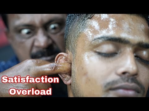 Big Eyes Barber Satisfying Ear Finger ASMR | Heavy Oil Ear Massage ASMR | Heavy Oil Head Massage