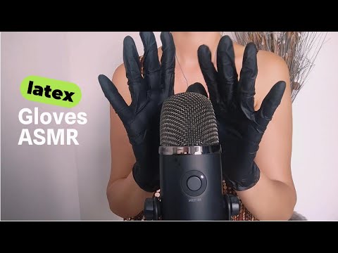 🎧 ASMR  Black Latex Gloves Tingles  & Fluffy Mic Sounds (No Talking)