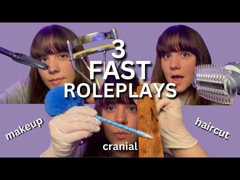 ASMR 3 Fast Roleplays in 1 Video 🥱❤️ (Cranial, Haircut, Makeup) compilation
