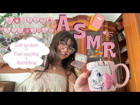 ASMR Lofi Rambling about my college supplies!! 🎀 Soft spoken + fast tapping +  hand sounds...