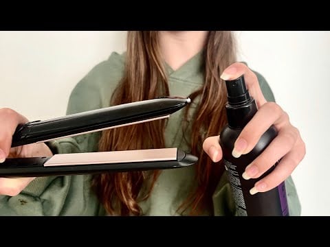 ASMR Straightening your imaginary hair | hair brushing | spray sounds | hair straightening 