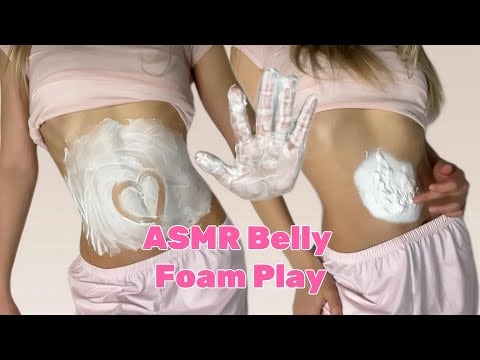 [4K USA] ASMR Belly Foam Play (tapping, scratching, rubbing)