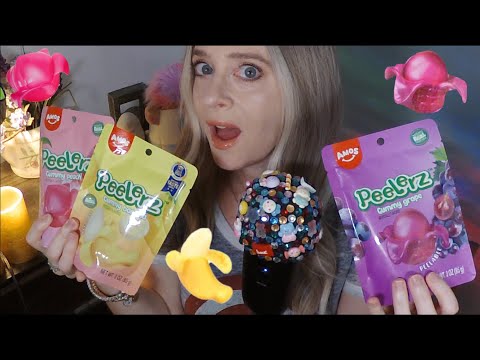 ASMR Tasting Peelerz Gummy Candy | Banana, Peach, Grape | Whispered Food Review