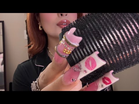 ASMR Nighttime Hair Prep: Hair Rollers Before Bed ✨🌙 (fast & aggressive)