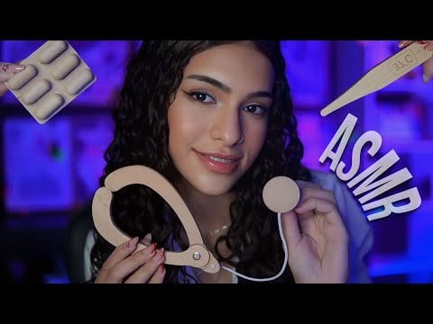 ASMR APENAS COM OBJETOS DE MADEIRA 🪵 ROLEPLAY MÉDICA: EXAME DE NERVOS CRANIANOS E CHECK UP GERAL 🩺🥼