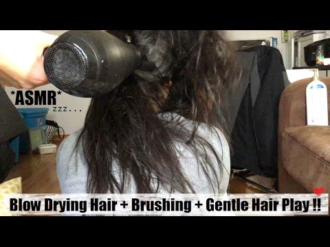 ASMR BLOW DRYING HAIR + RELAXING HAIR BRUSHING + SUPER GENTLE HAIR PLAY UNTIL YOU FALL ASLEEP hehe