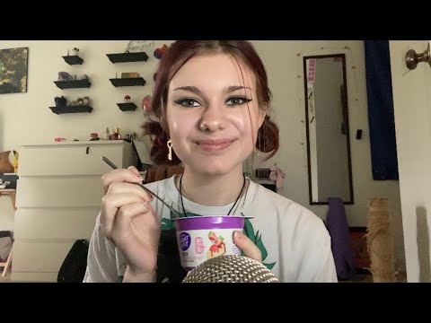 ASMR | Mental Health Check-In 2 ❤️ Eat a Snack With Me! (Mouth Sounds, Whispering, etc)