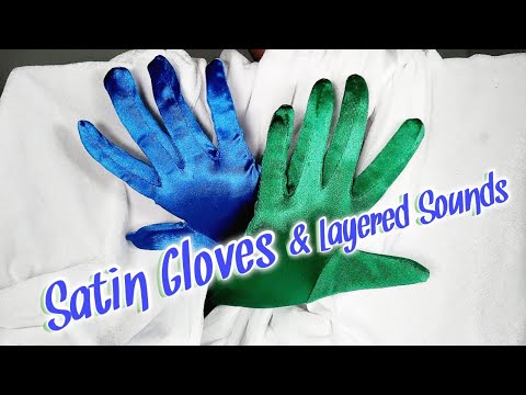 Satin Gloves 🧤 White Velvet Curtain ⬜ w/ Layered Sounds 💚💙 No Talking ASMR 🌸