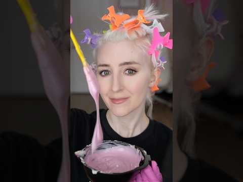 ASMR dyeing my hair cake icing pink 🌸 #hairstyle #pinkhair #asmr