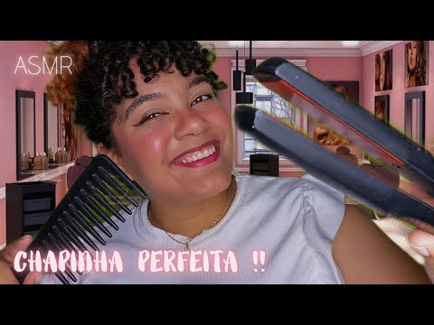 ASMR PASSANDO NA CHAPINHA NO SEU CABELO 💇‍♀️🪮